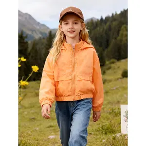 Solid Color Lightweight Zip-Up Hoodie Girls, Perfect Casual And Wear