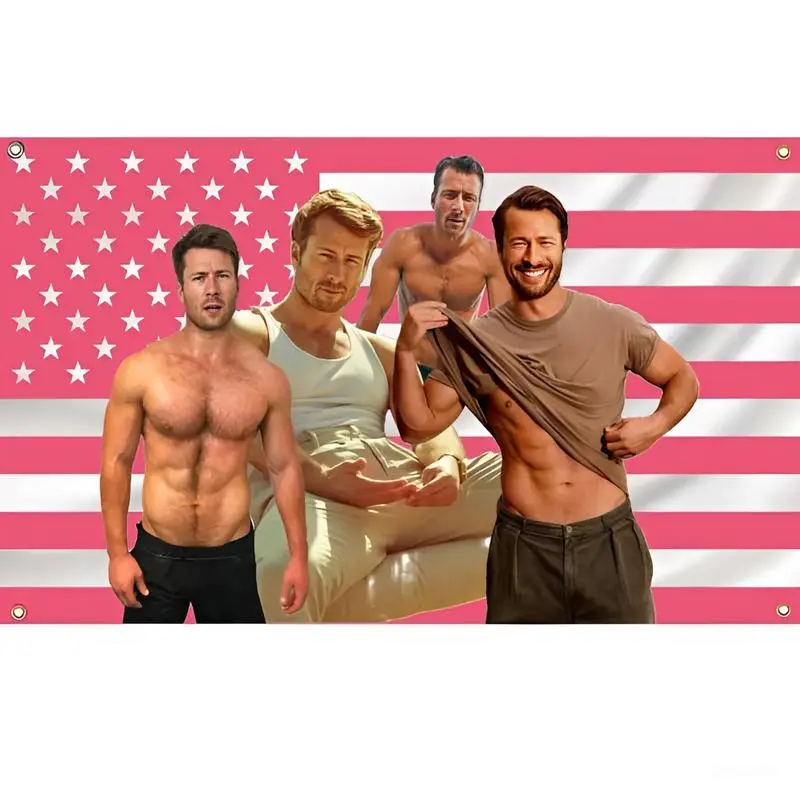 America Pink Sexy Glen Powell Tapestry flag, PREMIUM 3x5ft America Flag, Glen Fan Gift Idea Decor
