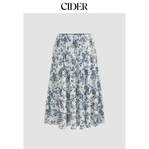 Cider [3 colors, size 0-24] Mid Rise Floral Ruffle Maxi Skirt Curve & Plus
