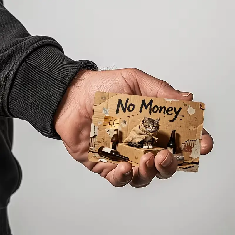 No Money Cat Credit Card Skin, Funny Broke Card Sticker