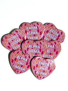 Disco Heart Sorority Button