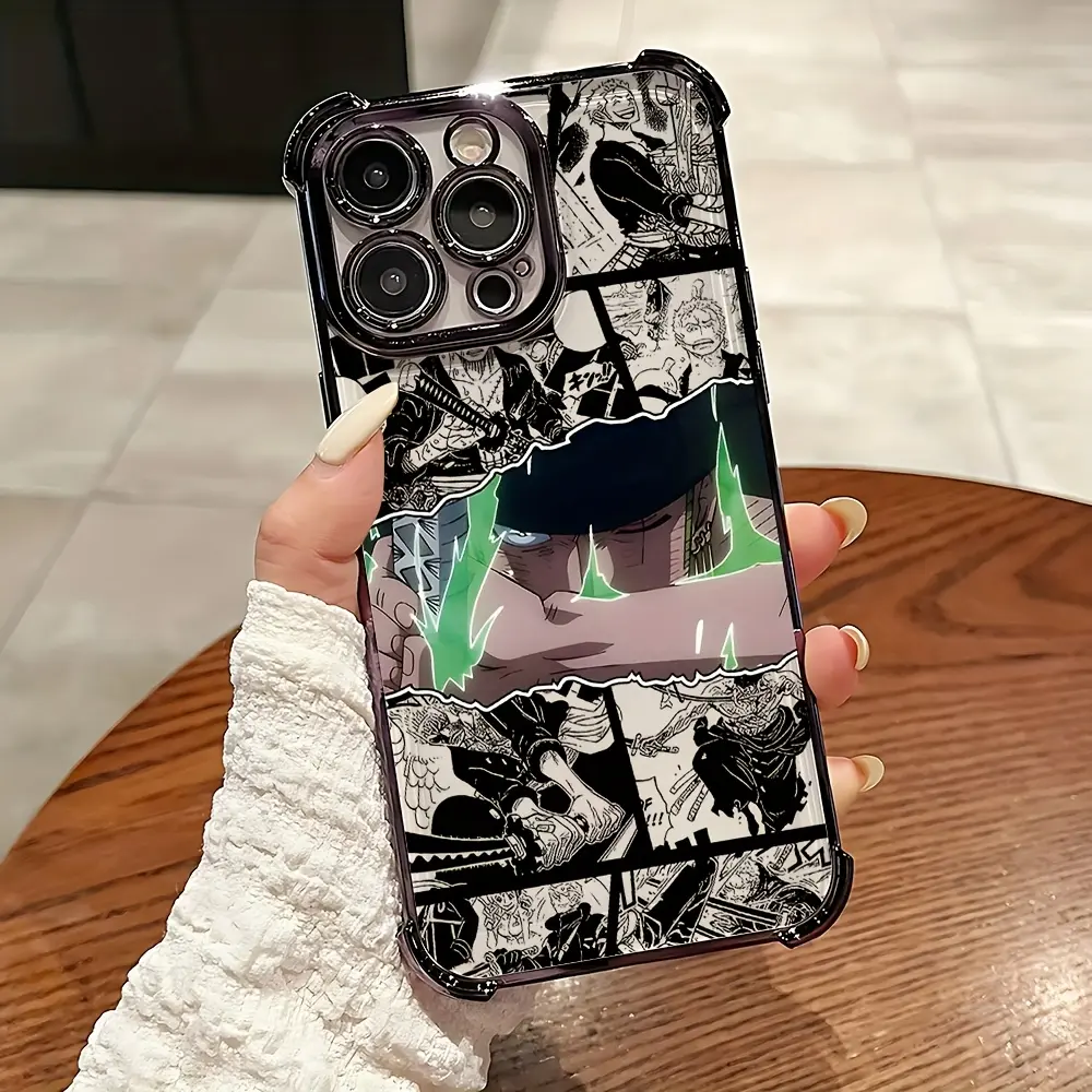 Zoro Theme Hot Anime Multi-Model Soft Cover, Shockproof Anti-Fall Transparent Back Case for iPhone 17 16e 16 15 14 13 12 11 Mini Pro Max Air X XR XSMAX 8 7 Plus Smartphone Accessory