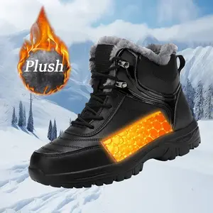 Men's Winter Thermal Snow Boots Non-slip Wear-resistant Durable Rubber Sole Fully Waterproof Windproof Plush Faux Fur for Ultimate Warmth Outdoor Tactical Hiking Boots Boy Footwear Walking Shoes