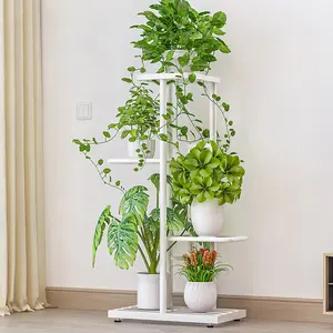 4 Tier 5 Pot Iron Flower Stand Darkgrey Simple Living Room Modern Indoor Bonsai Decoration Stand Green Radish Floor Multi-layer Storage Rack Deals For You Days