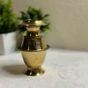 Anti Mini Traditional Newari Vessel Vintage Brass Vase for Home Decor and Office Ornaments 5.5 in X 3 in