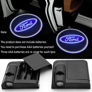 1/2/4Pcs Car Logo Door Light Welcome Lamp Wireless LED Projector Shadow Lights Lamp Car Lighting Accessories Auto Accessories For Ford Mondeo Fiesta Focus 2 3 Mk1 Ranger Transit Fusion Mustang Kuga Edge Escape Explorer F-150