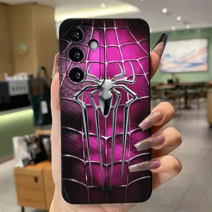 Spider-Man Design Protective Phone Case, Base with Web & Metal Spider, Compatible with iPhone 11-17promax & Samsung Models