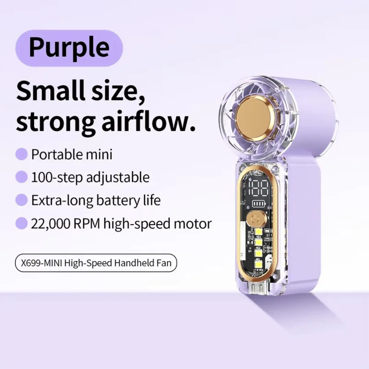 Portable Handheld Mini Handheld Fan, Small Purse Fan for Women, Pocket Fan, Student Carry Fan, High-Speed Turbo, Strong Airflow Fan, 6-Gear Adjustable with LED Display, USB Rechargeable, Portable Fan for Travel, Outdoor, Office, Gift#backtoschool