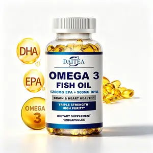 Daitea Triple Strength Omega 3 Fish Oil 4080mg - High Purity 1200mg EPA & 900mg DHA for Heart & Brain Health, 120 Softgels