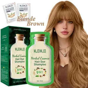 Blonde Brown Hair Dye Shampoo 9-in-1, Natural Herbal Golden Blonde Brown Color Shampoo, Instant 10-15 Min Gray Coverage for Men & Women, Long-Lasting Hair Color, Ammonia-Free, 10 Sachets x 30ml (300ml)