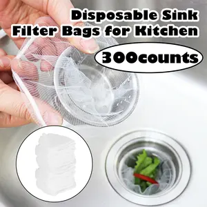 300 Counts Kitchen Disposable Mesh Sink Strainer Bag, Anti-clogging Structure Blocks Food Residue From Drains