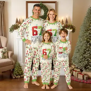 Christmas #67 Pajama Set, Trendy Viral 67 Christmas Raglan Pajama Long Sleeves and Pants, Six Seven Number Meme PJs, Christmas Six Seven Pajamas, Gen Z Xmas Loungewear - Orders placed today will NOT arrive by Christmas