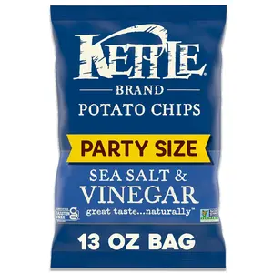 Potato Chips, Sea Salt & Vinegar Kettle Chips, Party Size, 13 Oz Snack Crunch Natural Crunchy