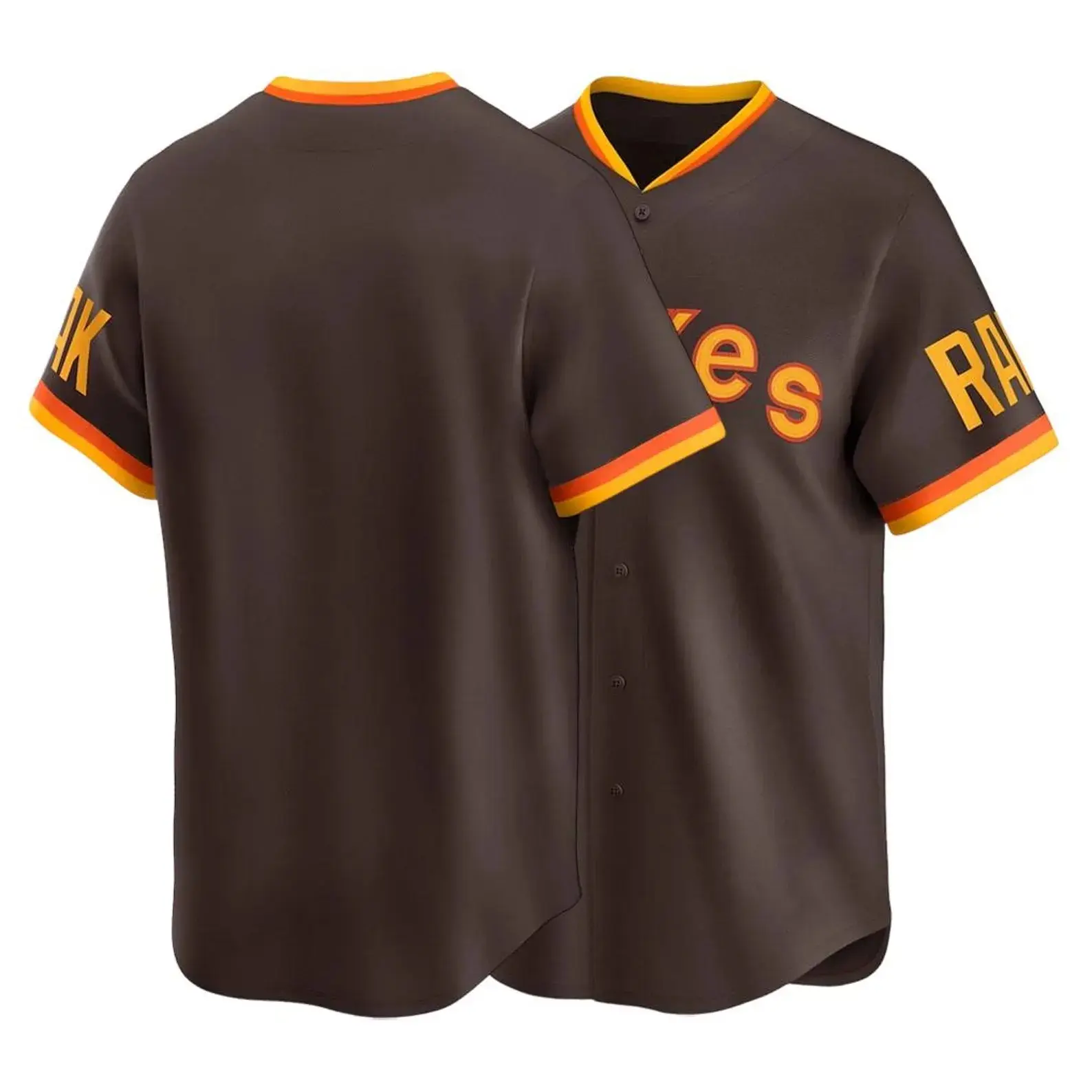 Baseball Team Jersey Customized Name & Number Brown Shirt Man's