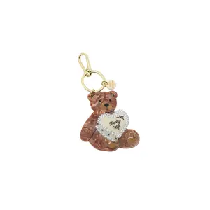 Solar Eclipse Hand-Painted Trophy Wife Cake Bear Bag Charm & Keychain in Brown