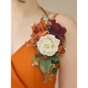 Rinlong Burnt Orange Shoulder Corsage Wedding Flower