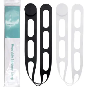 Silicone Latch Strap for Slow Cooker Lid, Pot, Bento Box, 21.65 in Reusable Elastic Self-Lock Silicone Tie for Bundling or Organizing Curtain, Cords, Yoga Mat, Camping Mat, 2pcs (Black&White)