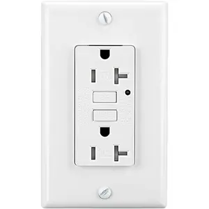 20A 125V Self-Testing GFCI Outlet with Green LED  Light, 2 count WallPlate and Screws Included, Tamper-Resistant Auto-Test GFCI Socket, White, ETL/cETL Listed (1 Pack)