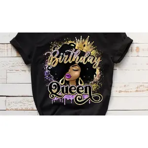 Women's Purple Birthday Queen Cotton Short-Sleeve Round Neck Casual Fit T-Shirt
