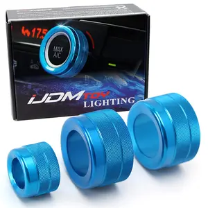 iJDMTOY 3pc Blue Aluminum AC Climate Control Radio Volume Turner Ring Covers For 2011-16 BMW F10 F11 F07 5 Series 5GT, 11-17 F12 F13 F06 6 Series, Gran Coupe, 08-15 F01 F02 7 Series