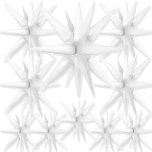 PartyWoo White Round Aluminium Star Foil Mylar Balloons, 10pcs Explosion Spike Set with 42-27-22 Inch Sizes, Festive Party Supplies for Graduation, Wedding & Celebration Room Decor
