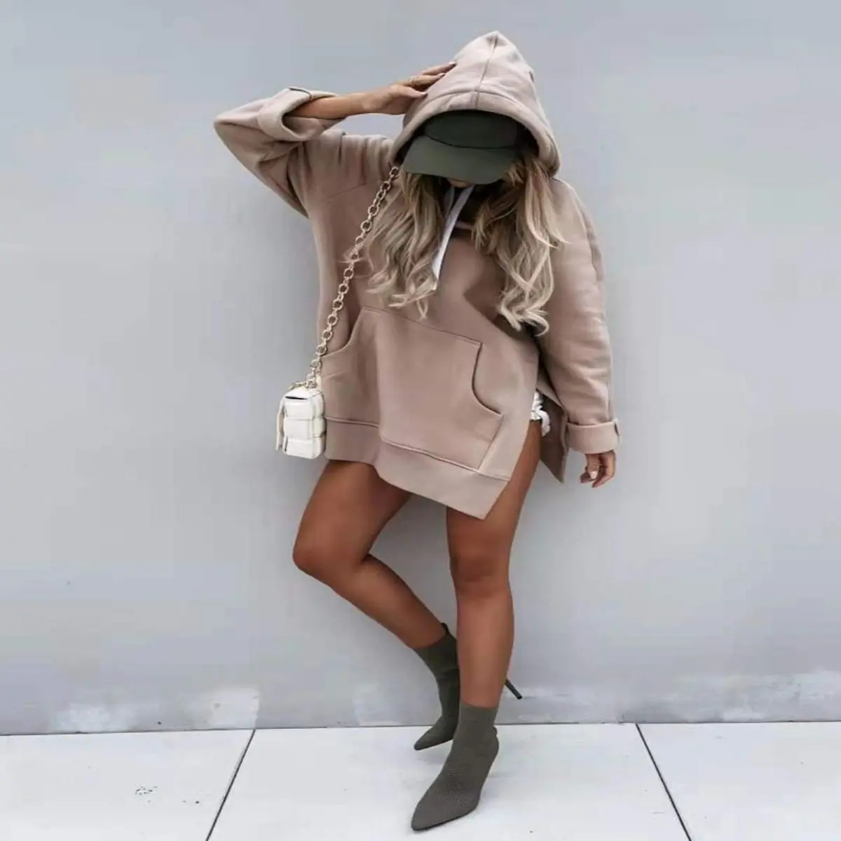 open lace back dress MARA OVERSIZED HOODIE DRESS