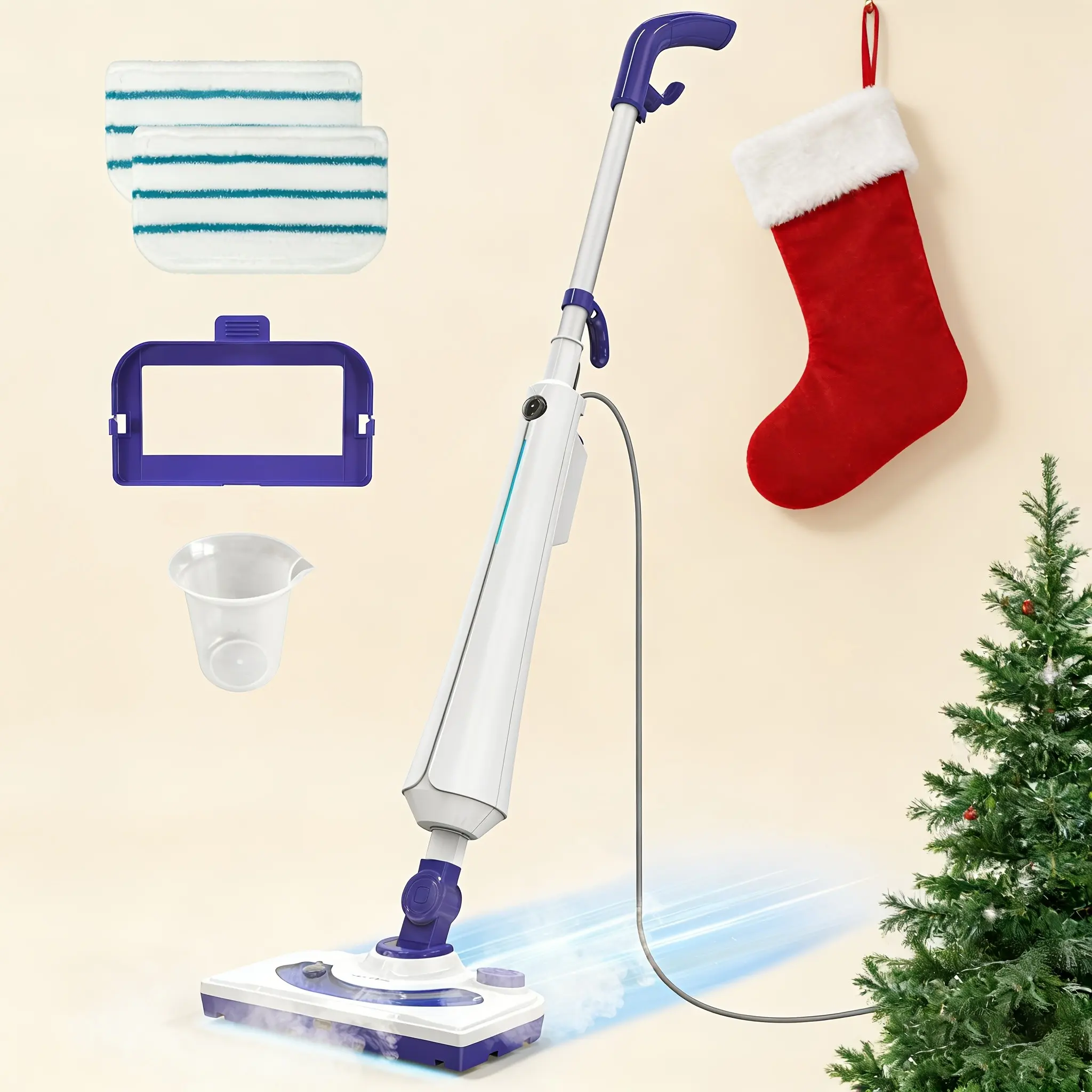Powerful 11.83oz Blue Steam Mop: Deep Cleans And Disinfects Floors In Minutes! No Chemicals Required, Easy for Everyday Cleaning.