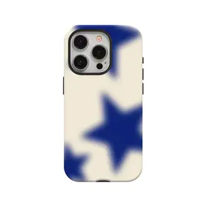 Minimalist blue stars Cover for iphone 17 phone case 16 pro max 15 Plus 14 13 12 11 Cute, clear, military-grade, high-end, durable, shockproof, and drop-resistant 2-in-1 glossy phone case