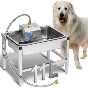 3Gal Automatic  Water Bowl Dispenser Large Breed Elevated Outdoor Large  Water Bowl with Stand Raised Stainless Auto Fill Waterer with Float Valve for Big Dogs Pets Cats Chicken Livestock