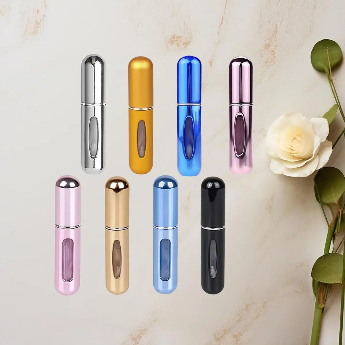 Portable Perfume Spray Bottle, 8pcs 5ml Empty Dispenser Bottles for Essential Oil, Water, Toner, Skin Moisturizing, Reusable Storage Organizer Pump Pe