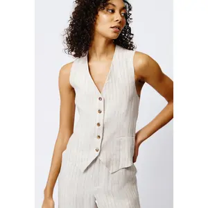 Grace Vest - Khaki Stripe