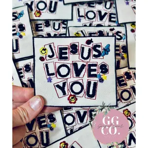 Jesus Loves You Blocks Patch, Christian Hat Patch, Embroidered Patch, Trucker Hat Patch, Iron On, Trendy Hat Patch, Jesus Patch