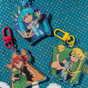 Triple Baka x Tama Miku Teto Neru Silly Vocaloid Acrylic Keychain