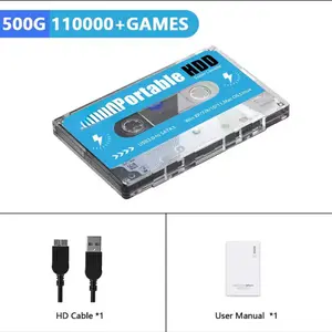 Super Console 500G Gaming HDD 100000 Video Games Unlimited Options Portable HD Cable User Manual Included Action Game System