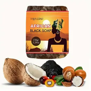 African Black Soap, 3-in-1 cleansing soap for face, hair and body, natural ingredients, handmade in Africa, moisturizing for all skin types, fresh fragrance