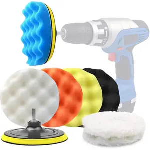 11PCS 6 Inch Car Polishing & Buffing Sponge Pads Kit Wool Bonnet Pads for Household Electric Drill and Auto Polisher with 8mm M14 Drill Adapter for Washing Cleaning Waxing Dusting - Home Improvement.