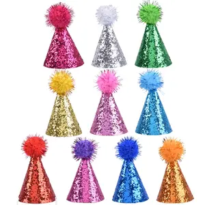 Pack of 10 Adjustable Small Party Hat Cats Supplies for and Dogs