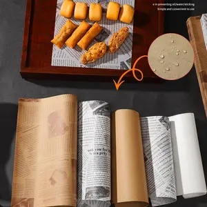 50 PCS Oil Absorbing Greaseproof Paper, Disposable Food Separation Pad, Kitchen Liner Paper for Fried Chicken Fries Bread Baking