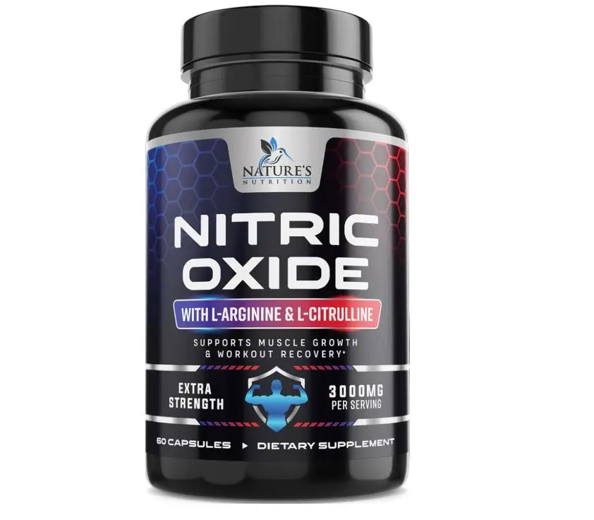Nitric Oxide Booster Extra Strength - 3X Strength L-Arginine & Citrulline Supplement - Best Nitric Oxide Supplements for Men - Supports Muscle, Heart Health, Energy - Bottled in USA - 60 Capsules