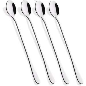 Hiware 9-Inch Long Handle Iced Tea Spoon, Coffee Spoon, Ice Cream Spoon, Stainless Steel Cocktail Stirring Spoons, Set of 4