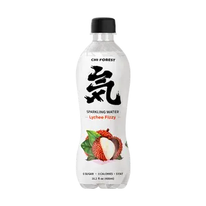 Chi Forest Genki FOREST Lychee Fizzy Sparling Water in Bottle, 0 Sugar and 0 Calories Carbonated Water, 16.2fl oz