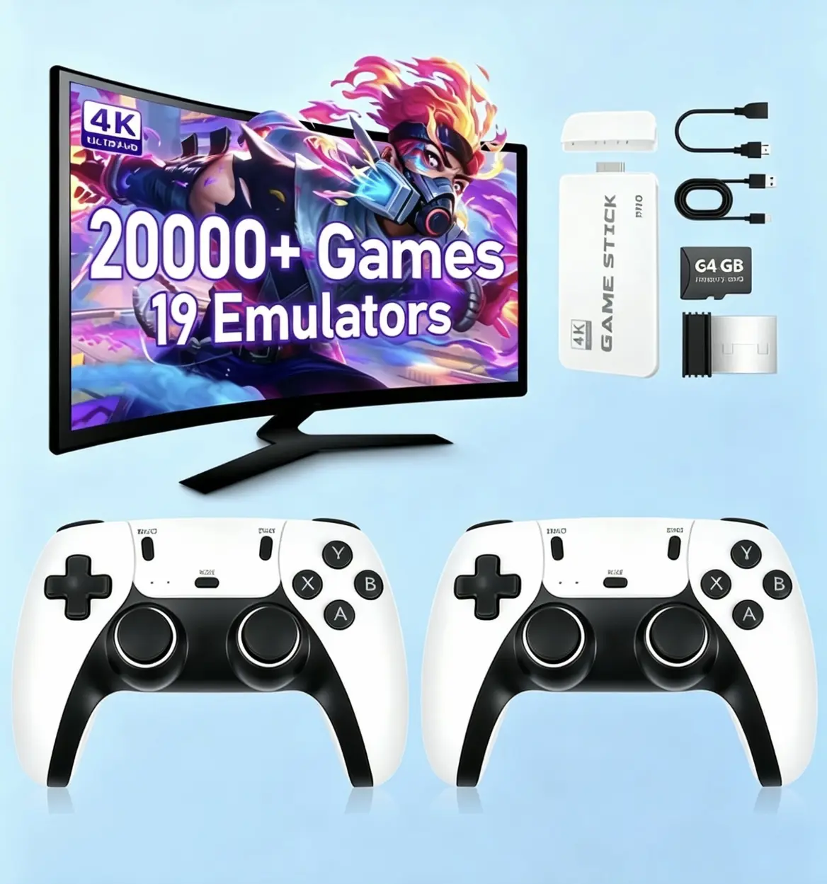 2026 M15 Plus Retro Game Stick - TV Plug & Play Home Video Console, 2 Wireless Remote Controllers, High-Definition SF3000HD, Game Stick USB Port, Nostalgic Electronic Gift for All Ages (Halloween, Christmas)