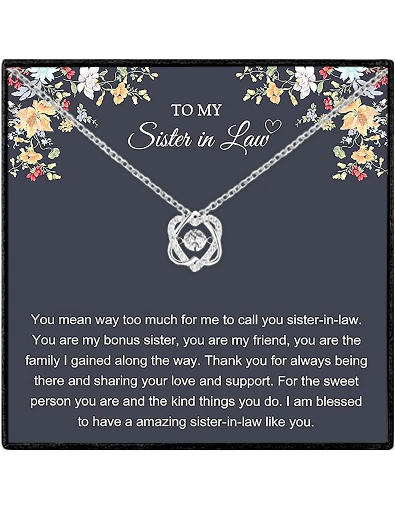 To My Sister in law Jumping Heart Pendant Necklace with Card and Gift Box Packaging, Birthday Gift for Sister in law, Christmas Gifts, Love Heart Necklace, Jewelry Gift
