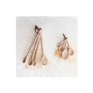 Carved Beech Wood Measuring Spoons Set