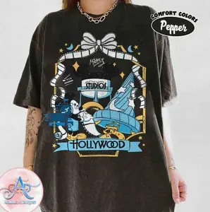 Retro Coquette Bow Hollywood Studios Shirt Hollywood Tower Sorcerer's Hat Matching Tee Magic Kingdom Family 2026 Trip Outfit Hollywood Summer Trip Fun Graphics Mickey ANTT2