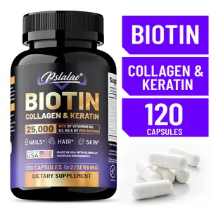 Buporai Biotin Vitamin Capsules, 120 capsules, contain collagen to support healthy hair, nails, and skin.