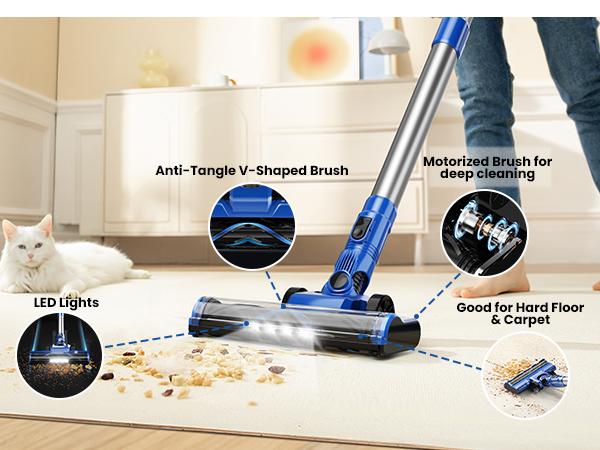 N3S Cordless Vacuum,Lightweight Stick Canister Vacuum,Powerful Suction,Crevice Tool, 40-Minute Runtime, Great for Home/Car on Rugs, Hardwood Floors