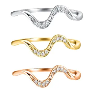 Sterling Silver Wave Ring Dainty Cute Ocean Highs Self  CZ Reminder Inspirational and Lows Ring to My Daughter Mom Sisters Statement Wraparound Jewelry for Her