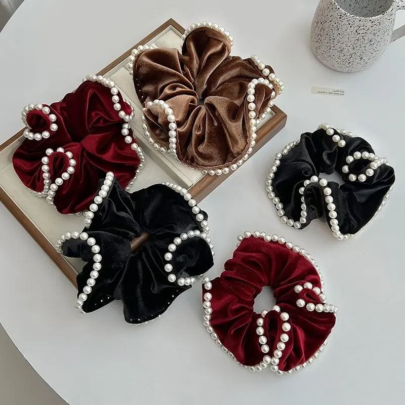 Elastic Hair Bands 3 pieces of pearl hair ring hair rope tied