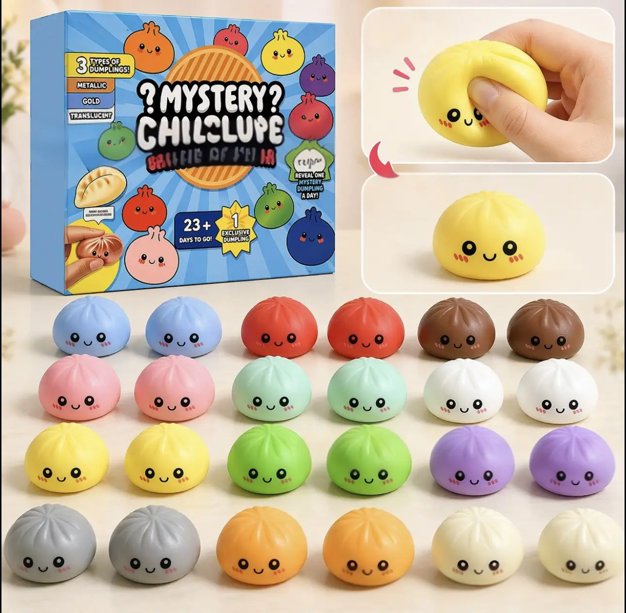 2026 Dumpling Squishy Advent Calendar, 24pcs Mini Funny Bao Bun, Mystery Countdown Box, Stress Relief Sensory Fidget, Random Surprise Gifts for Adults & Teens.stuffed bun dumpling squishy